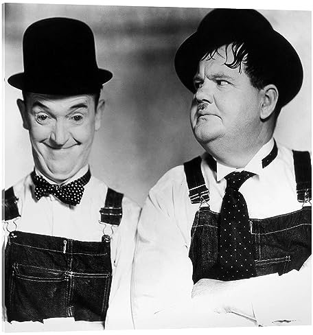 Posterlounge Laurel & Hardy Acrylglasbild 30 x 30 cm Schwarz-Weiß Schwarz-Weiß Fotografie Wanddeko