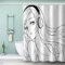 AKATIE Anime Duschvorhang 180x200 Schwarz Und Weiß Anime-Mädchen Bad Vorhäng Anti-Schimmel Textil Anti-Bakteriel 3D Wasserdicht Duschvorhänge Badewanne mit 12 Hooks