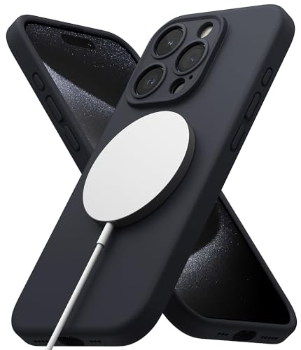 Ringke Silicone Magnetic für iPhone 15 Pro Hülle, [Kompatibel mit MagSafe] Weiche Griffige rutschfest Kratzfest Stoßfest Silikon Schutzhülle mit Präzisen Kameraausschnitten - Deep Blue