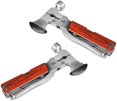 2er Set Camping Multitool mit Hammer Zange Beil Säge Schraubendreher, 12 in 1 Campingwerkzeug, Kombi-Werkzeug mit Flaschenöffner, Taschenwerkzeug inkl. Aufbewahrungtasche für Camping, Survival Kit