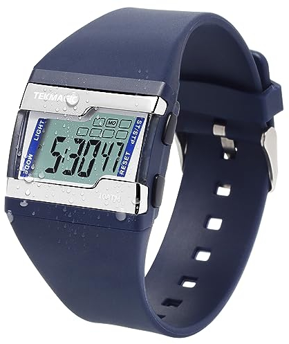 TEKMAGIC Digitale Sportuhr 10 ATM 100 Meter Wasserdicht zum Schwimmen und Tauchen mit Hintergrundbeleuchtung, Rundenstoppuhr, Wecker und Kalender