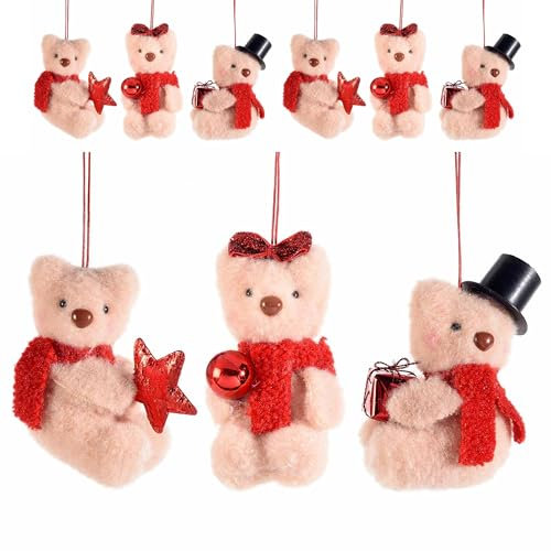 Gruppo Maruccia - Orsetti Natalizi da Appendere - Decorazioni per Albero di Natale, Casa e Vetrine - Set 6 Pezzi Assortiti - Idea Regalo