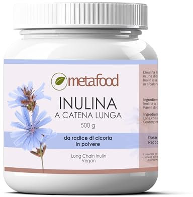 Metafood - INULINA Naturale in Polvere a CATENA LUNGA da radice di cicoria - 500 gr