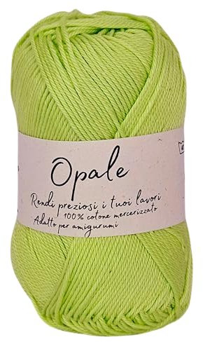 Cotone Opale per uncinetto mercerizzato, amigurumi, copertine, hobby creativi, lavoro a maglia, gomitolo da 50gr 125 metri uncinetto 2.5mm (Verde Acido 2195)