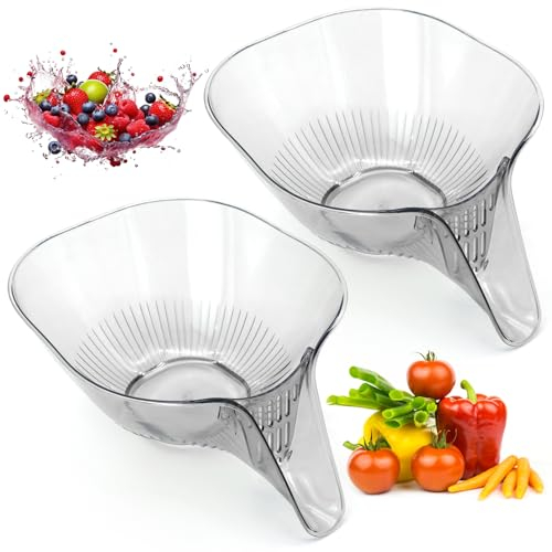 2Pcs Kitchen Drain Basket, Multifunctional Drainage Basket Funnel Large Capacity Dry and Wet Separation Fruit Tray Kitchen Drainer Drain Basket