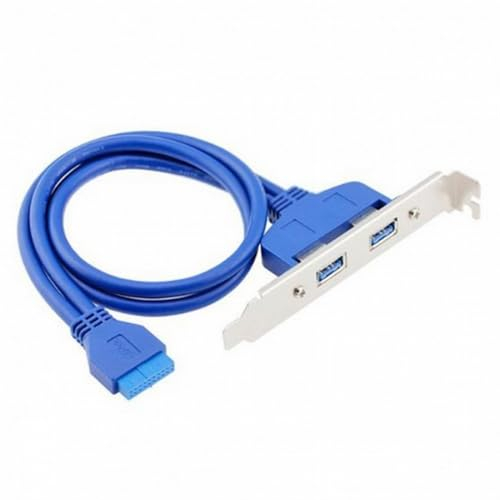 CY Cavo interno USB 3.0 femmina a due porte, piastra di montaggio su scheda madre, cavo a 20 pin con supporto PCI, 50 cm