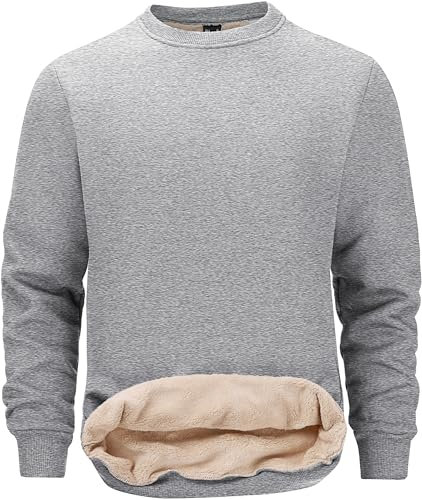 Tansozer Uomo Felpe Calde Inverno Ponticello Pile Termico Foderato Pullover Sherpa Maglione(Grigio Chiaro, L)