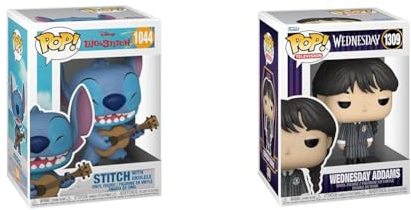 Funko Pop! Disney: Stitch mit Ukulele - Lilo and Stitch & Pop! TV: Wednesday Addams - Vinyl-Sammelfigur - Geschenkidee