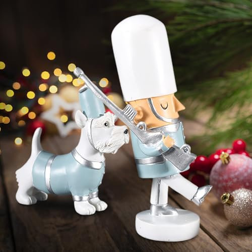 Larfraecy Lot de 2 soldats casse-noisettes de Noël - 20,5 cm - Décoration de Noël - Soldat casse-noisette - Décoration d'intérieur (bleu)