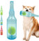 Cute Tough Dog Toy Rubber Bottle Squeaky Dogs Chew Toy Long Lasting Interactive Fetch Toy for Teething Tennis Ball Included (Blue, Medium)