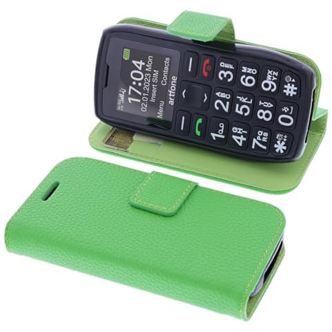 foto-kontor Tasche kompatibel mit Artfone C1 4G Volte Seniorenhandy Book Style grün Schutz Hülle Buch