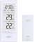infactory Funkthermometer: Digitale Temperaturstation mit Innen-/Außenthermometer, Funkuhr, weiß (Funk-Thermometer mit Außensensor, Thermometer Digitale Küche, Küchenuhr)