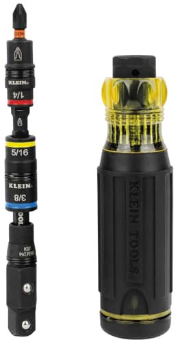 Klein Tools 32517HD KNECT 17-in-1 Impact-Rated Hybrid Screwdriver/Nut Driver, Magnetic, Flip Socket, 11 Bits, 3 Nut Drivers, Bit Holder, Square Adapter