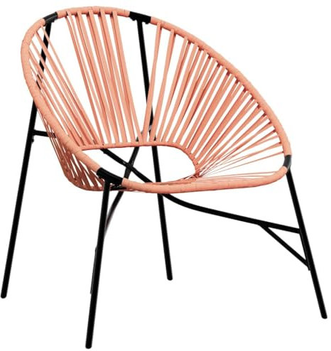 vidaXL Gartenstuhl in Ei-Form Schwarz und Orange Poly Rattan, Ei-Stuhl, Gartensessel, Sessel, Gartenstuhl