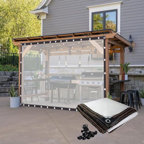 Tende impermeabili da esterno per patio con occhielli in plastica trasparente personalizzabile per giardinaggio pollaio giardino garage 5 x 6 m dimensioni