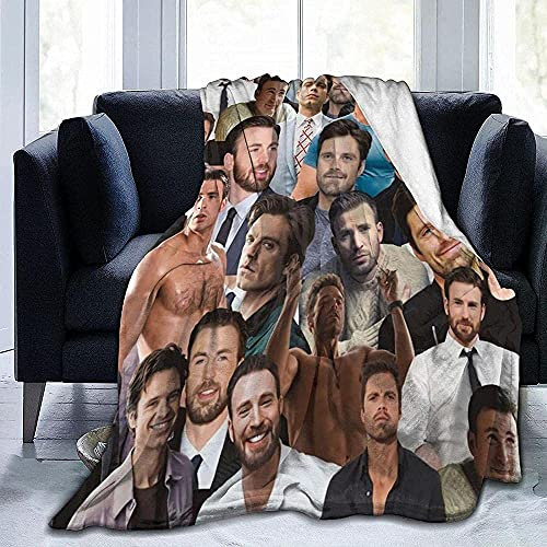 TradesForU Sebastian Stan und Chris Evans Fotocollage-Decke, Mikrofaser-Decken für Bettwäsche, 101,6 x 127 cm