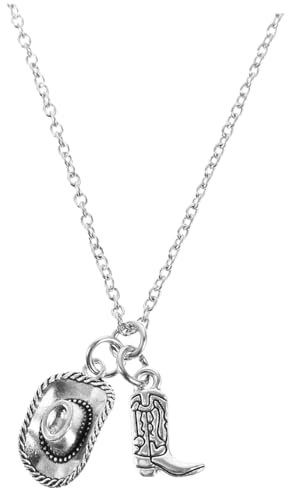 HONITANO Cowboy Hat and Boots Pendant Necklace Authentic Western Style Jewelry for Men and Women Unique Alloy Necklace Decoration Versatile Pendant for Parties