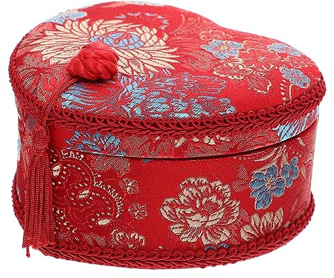 Ipetboom Heart Shaped Cloth Jewelry Box Small Needle Tool Case with Elegant Design for Earrings Necklaces and Accessories Storage Durable and Stylish Organizer for Dressing Table