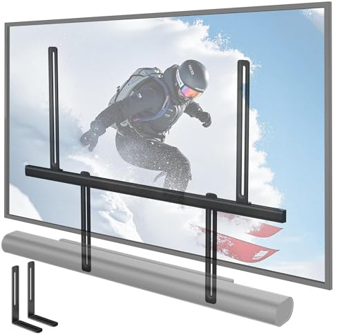 monTEK Sound Bar Bracket under TV,Holds up to 10 kg | Fits Sonos Arc/Arc Ultra/Beam/Ray/Playbar,Bose Soundbar 500, Samsung & Sony & LG & JBL,adjustability, Black