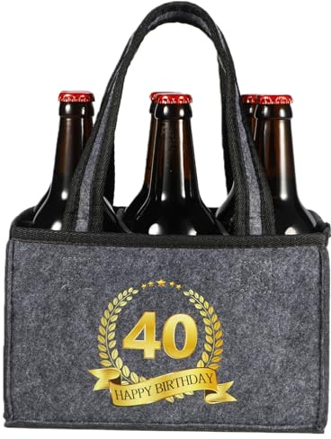 KHstylehoo Geschenk 40 Geburtstag männer, Männerhandtasche Bier, Happy Birthday geburtstagsgesch lustig Flaschentasche 6 Flaschen, 40 Geburtstag Mann Flaschenträger für Alten Vater, Ehemann