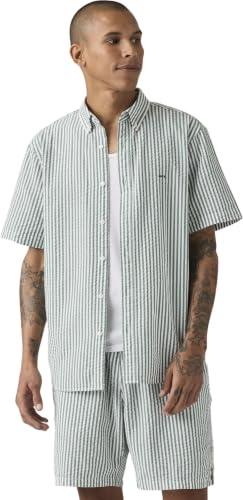 Levi's Herren Hemd Kurzarm, Relaxed Fit, Grün (Aldwyn Stripe Eden), L