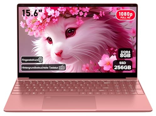 Notebook 2026 QWERTY, Display IPS FHD 15,6, 8 GB di RAM 256 GB SSD, Processore Celeron N5100, WiFi5, BT5.0, USB 3.0, Tastiera retroilluminata, Lettore di impronte digitali per l'ufficio aziendale a