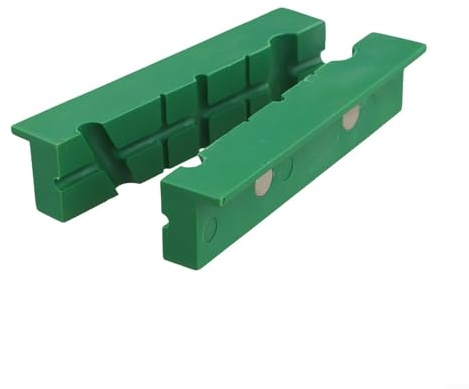 Rubber Vise Jaw Pads for Bench Vice, 4 5 6 Inch Soft Pad Jaws with Strong Magnets, Compatible with Mill Clamps and Drill Press, V Shaped Plain Weave Inserts(6inch Green C)