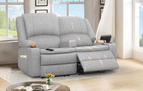 BareTay 2 Seat Recliner Sofa, Reclining Loveseat with USB Charge Ports, 3 Cup Holders, 2 Side storage Pockets Recliner Love Seat Couches for Living Room, RV