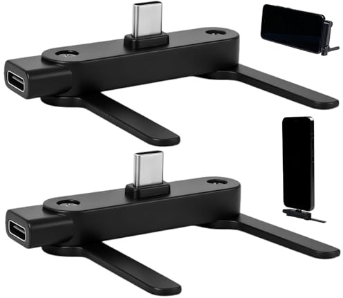 Synclum 2 Stück Abnehmbarer 360° Handyhalter Adapter für 240W Ladekabel | Unsichtbares Klappdesign, Werkzeuglose Montage, Stabiler Halt, Hoch- & Querformat, Kompakt für Büro, Auto und Reisen