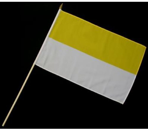 Stock-Flagge 30 x 45 : Gelb-Weiß/Kirchenflagge