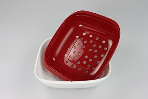 TUPPERWARE Allegra Servierschale 1,33 L rot weiß mit Sieb Auffangschale
