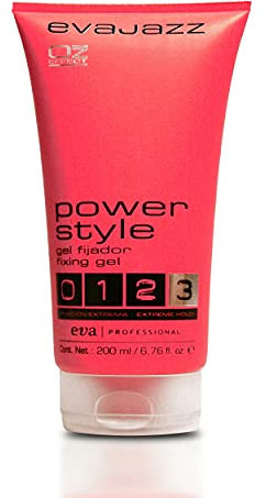 Eva Professional Hair Care Eva Professional, Gomina de Pelo Evajazz Power Style, Gel Fijador Efecto Rígido y Brillante, Sin Residuos, Sin Silicona, Sin Sulfatos, 200 Ml