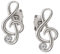 CLEVER SCHMUCK Silberne Damen Ohrstecker Mini Notenschlüssel 9 x 5 mm elegant mit Zirkonia weiß glänzend 925 Sterling Silber im Schmucketui