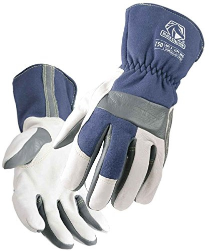 Black Stallion (T50 Premium Grain Goatskin & Flame-Resistant Cotton TIG Welding Glove, Kevlar Stitching, Abrasion Resistance, DragPatch Side Reinforcement, Medium