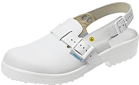 ABEBA 31000-38 ESD - Sicherheitsschuh Classic - Arbeitsclog - Genarbtes Leder - Klimaklasse 1 - mit Stahlkappe - Größe: 38 - Farbe: Weiß