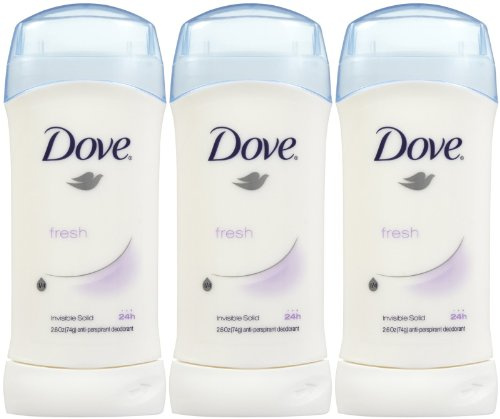 Dove Invisible Solid Deodorant, Fresh, 2.6 Ounce (Pack of 3)