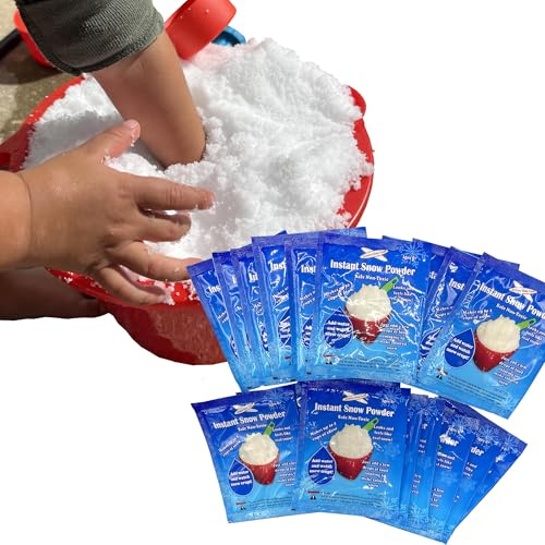 Science Gone Fun Instant Snow Powder - 20 Ind. Packs (10g) Makes Approx. 40 Cups Fluffy Fake Snow. Reusable, Non-Toxic, Perfect for Science Experiments, Holiday Decor, Sensory Play, Party Favors