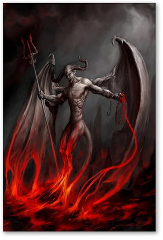 Postereck - 0442 - Dämon, Flammen Dreizack Teufel Feuer Hölle - Kunst Wandposter Fotoposter Bilder Wandbild Wandbilder - Poster - 3:2-61,0 cm x 40,5 cm