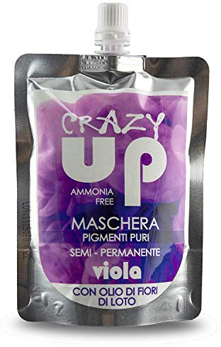 Crazy Up Maschera Colorante Senza Ammoniaca Semipermanente per Capelli - 200 ml (Viola)