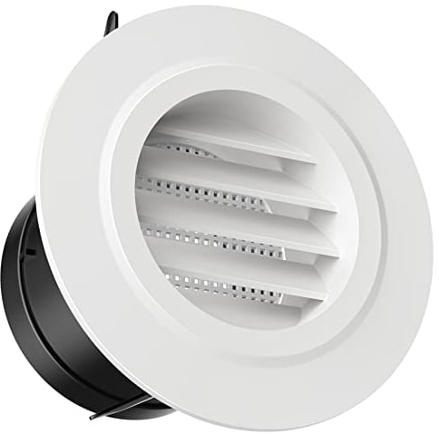 Hon&Guan 75mm Griglia di Ventilazione Rotonda, Griglia Aerazione In Plastica, Griglia di Espulsione dell'aria, Dotato di Zanzariera, Colore Bianco per Muro Bagno, Garage, Cucina, Stanza, Soffitto