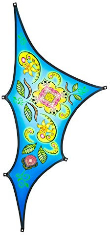 PSYWORK Schwarzlicht Segel Spandex | Goa Triangle Blue Left | 3 x 2,25m | UV-aktiv | Leuchtend | Wandtuch Wandbehang Stoff Neon Deko Party Tuch Tapestry Poster PSY