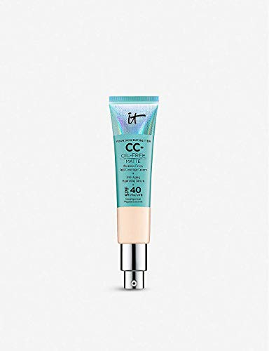 It Cosmetics CC+ Oil-Free Poreless Finish Full Coverage Cream + Anti Aging Hydrating Serum Color:Light