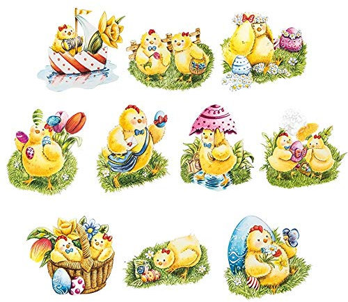 Ideen mit Herz 3-D Motive, ausgestanzt, ca. 7-10 cm, 10 Stück im Beutel | Bilder zum Basteln & Dekorieren | Grußkarten selber machen | Bildmotive für Scrapbooking & DIY-Deko (Osterküken)