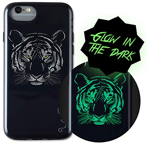 Wilma Phone Case Handyhülle Kompatibel mit iPhone 6 / 6S / 7/8, Schutzhülle, Tigerin, im Dunkeln Leuchten - Black/Schwarz