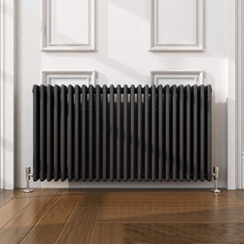 ELEGANT Traditional Radiator Anthracite Triple Horizontal Cast Iron Grey Radiator - Perfect for Kithcen, Living Room, Bathroom Radiators 3 Column 600 x 1190 mm