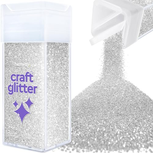 Hemway Craft Glitter Shaker 130g / 4.6oz Glitter for Arts, Crafts, Resin, Tumblers, Nails, Painting, Decoration, Festival, Cosmetic, Body - Microfine (1/256 0.004 0.1mm) - Silver