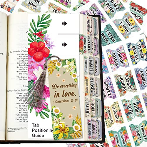 Lot de 120 onglets d'index de la Bible - Motif floral laminé mat