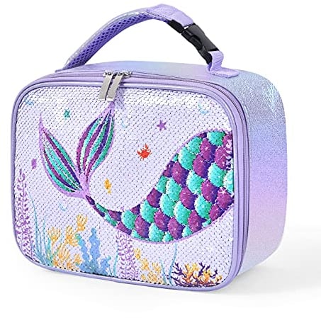 WERNNSAI Bolsa de Almuerzo con Aislamiento para Niños - Almuerzo Caja de Asas de Sirena Niñas Oficina Picnic Viaje Bolsas de Comida Impermeable Fiambrera con Bolsillo Delantero…