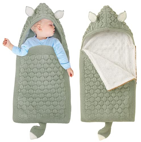 LAWKUL Kinderwagen Decke Neugeborene Wickeldecke Schlafsack Wolle Kinderwagendecke Winter Dick Schlafsäcke für 0-6 Monate Jungen Mädchen Grün