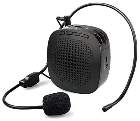 SMSOM Wiederaufladbare Ultralight beweglicher Sprachverstärker-Waist Wired Mikrofon for Reiseleiter, Lehrer, Trainer, Präsentationen, Kostüme, Etc.-Schwarz